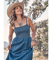 Wrangler® Smocked Sleeveless Maxi Dress