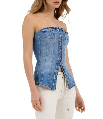 Wrangler Strapless Button Front Denim Bustier
