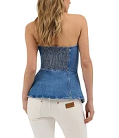 Wrangler Strapless Button Front Denim Bustier
