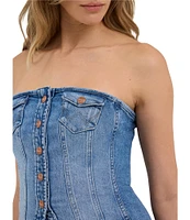 Wrangler Strapless Button Front Denim Bustier