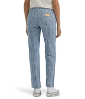 Wrangler Sunset Denim Pinstripe Mid Rise Straight Leg Jeans