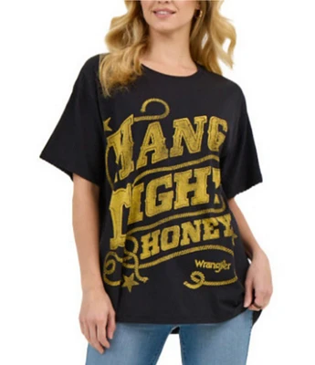 Wrangler® x Lainey Wilson Hang Tight Honey Graphic Short Sleeve Oversized T-Shirt