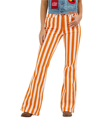 Wrangler x Whataburger Bailey High Rise Orange and White Stripe Flare Jeans