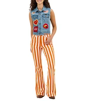 Wrangler x Whataburger Bailey High Rise Orange and White Stripe Flare Jeans