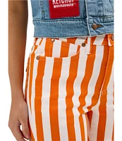 Wrangler x Whataburger Bailey High Rise Orange and White Stripe Flare Jeans