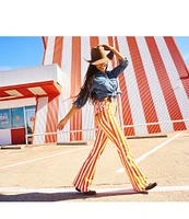 Wrangler x Whataburger Bailey High Rise Orange and White Stripe Flare Jeans