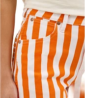 Wrangler x Whataburger Cowboy Orange and White Stripe High Rise Shorts