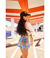 Wrangler x Whataburger Rework High Rise Denim Shorts