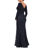 Xscape ITY V-Neck Long Sleeve Soutache Skirt Cut-Out Sheath Dress