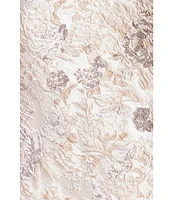 Xscape One Shoulder Cascading Side Ruffle Jacquard Sheath Gown