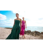 Xscape One Shoulder Cascading Side Ruffle Organza A-Line Dress