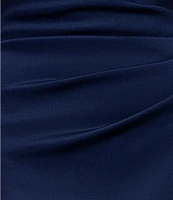 Xscape Petite Size Halter Neck Ruffle Tech Scuba Gown