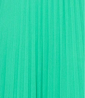 Xscape Pleated Chiffon Split V-Neck Sleeveless A-Line Gown