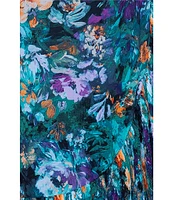 Xscape Plus Size Chiffon Strapless Floral Print Wrap Front Ruffle Dress