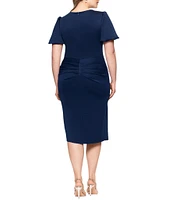 Xscape Plus Size Crew Neck Short Sleeve Tech Suba Dress