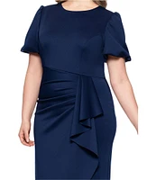 Xscape Plus Size Crew Neck Short Sleeve Tech Suba Dress
