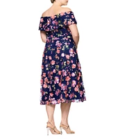Xscape Plus Size Off-The-Shoulder Portrait Collar A-Line Dress