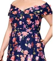 Xscape Plus Size Off-The-Shoulder Portrait Collar A-Line Dress