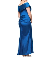 Xscape Plus Size Off-The-Shoulder Sweetheart Neck Taffeta Mermaid Gown