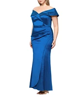 Xscape Plus Size Off-The-Shoulder Sweetheart Neck Taffeta Mermaid Gown