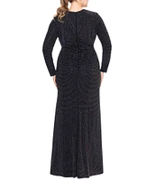 Xscape Plus Size V-Neck Long Sleeve Rhinestone Sheath Dress