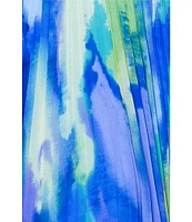Xscape Abstract Print Pleated Chiffon Halter Neckline Sleeveless Maxi Dress