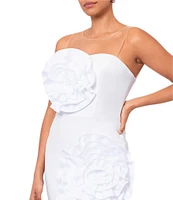 Xscape Scuba Crepe Off-the-Shoulder Sleeveless Rosette Mini Dress