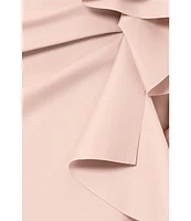 Xscape Scuba Off-the-Shoulder Neck Short Sleeve Ruffle Sheath Midi Dress