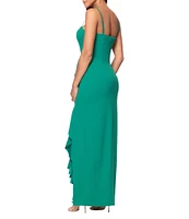 Xscape Scuba Petite Size Ruffle Front Scuba Crepe Dress