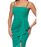 Xscape Scuba Petite Size Ruffle Front Scuba Crepe Dress
