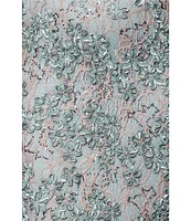 Xscape Soutache Lace Floral Print One-Shoulder Neck Sleeveless Sheath Gown