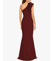 Xscape Stretch Scuba Crepe One Shoulder Ruffle Gown