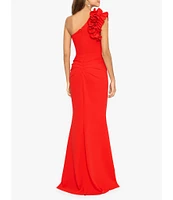 Xscape Stretch Scuba Crepe One Shoulder Ruffle Gown