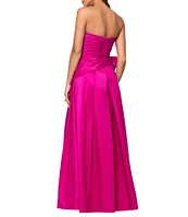 Xscape Taffeta Strapless Neck Sleeveless Bow A-Line Gown