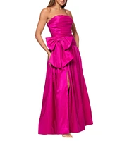 Xscape Taffeta Strapless Neck Sleeveless Bow A-Line Gown