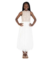 Xtraordinary Big Girls 7-16 Beaded-Lace Bodice Tulle Skirt Long Social Dress
