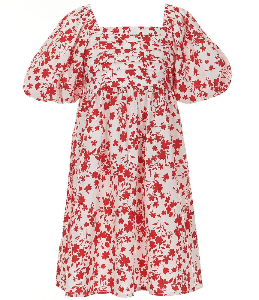 Xtraordinary Big Girls 7-16 Bubble-Sleeve Floral-Printed A-Line Dress