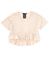 Xtraordinary Big Girls 7-16 Short Sleeve Embroidered Top