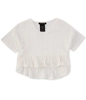 Xtraordinary Big Girls 7-16 Short Sleeve Embroidered Top