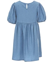 Xtraordinary Big Girls Elbow Length Sleeves Denim Dress
