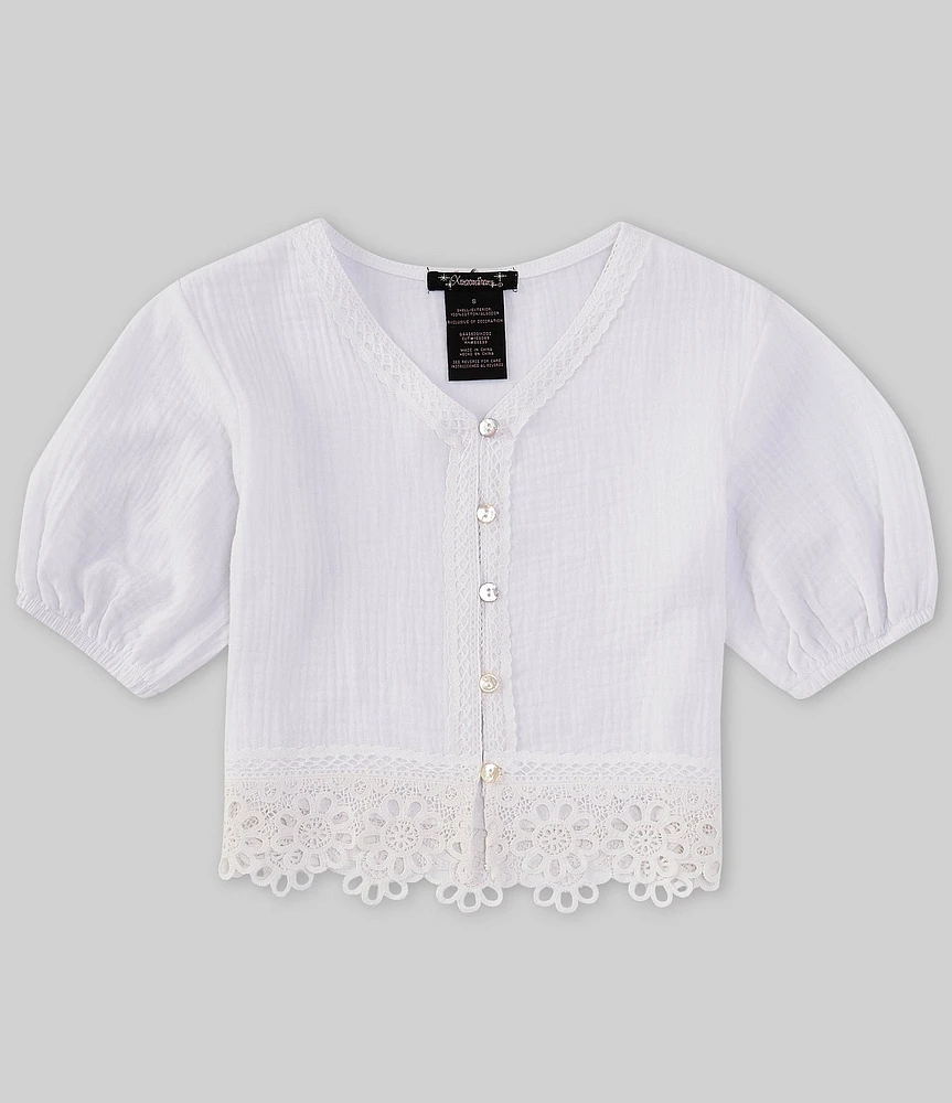 Xtraordinary Big Girls 7-16 Elbow Sleeve Lace-Trimmed Top