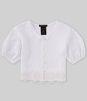 Xtraordinary Big Girls 7-16 Elbow Sleeve Lace-Trimmed Top