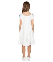 Xtraordinary Big Girls 7-16 Floral Embroidered Knee Length Dress