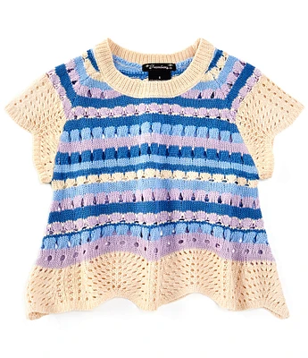 Xtraordinary Big Girls 7-16 Flutter-Sleeve Crocheted Top