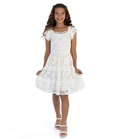 Xtraordinary Big Girls 7-16 Flutter-Sleeve Lace Dress