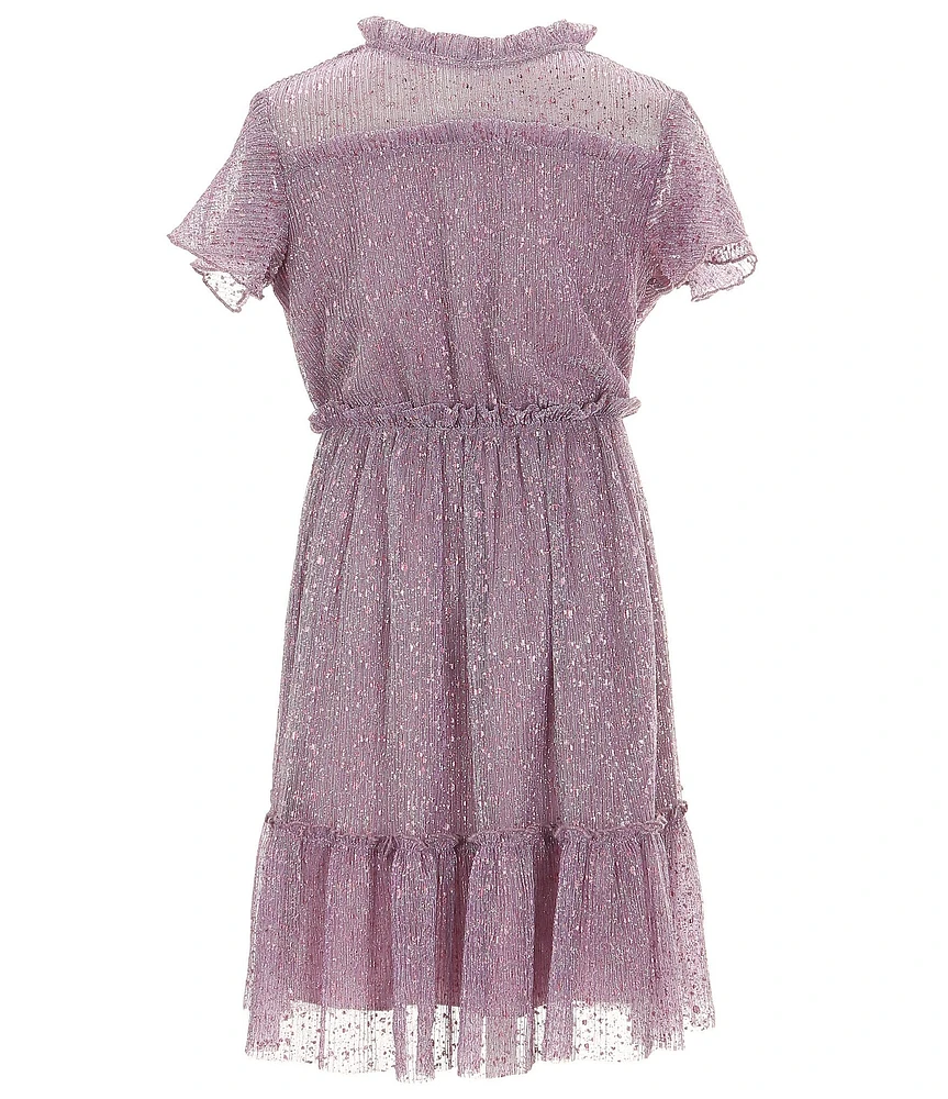 Xtraordinary Big Girls 7-16 Flutter Sleeve Sheer-Overlay Fit & Flare Dress