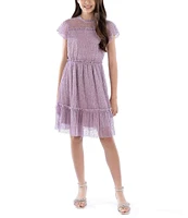 Xtraordinary Big Girls 7-16 Flutter Sleeve Sheer-Overlay Fit & Flare Dress