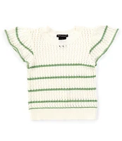 Xtraordinary Big Girls 7-16 Flutter-Sleeve Striped Knit Sweater