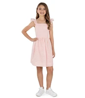 Xtraordinary Big Girls 7-16 Flutter-Sleeve Windowpane-Checked Fit & Flare Dress