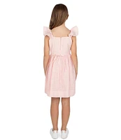 Xtraordinary Big Girls 7-16 Flutter-Sleeve Windowpane-Checked Fit & Flare Dress